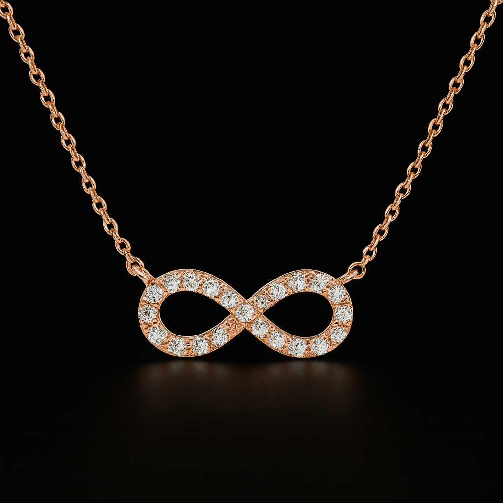 Lumière infinity diamond necklace (14k rose gold)