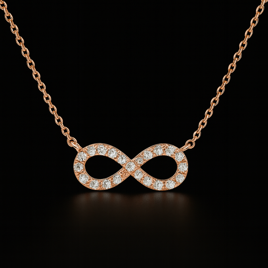 Lumière infinity diamond necklace (14k rose gold)