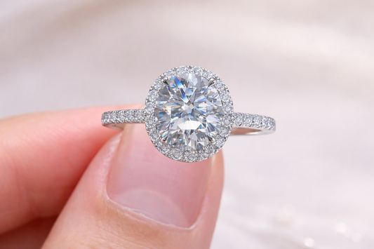 Lumière oval halo ring 18k gold